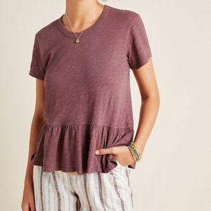Anthropologie Left of Center Plum Babydoll Short Sleeve Tee